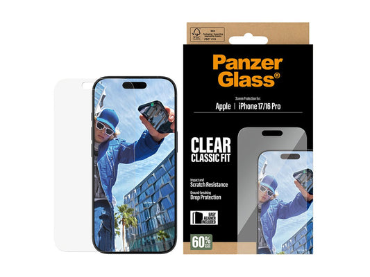 PanzerGlass� Screen Protector iPhone 17 | iPhone 16 Pro | Classic Fit w. EasyAligner — Front