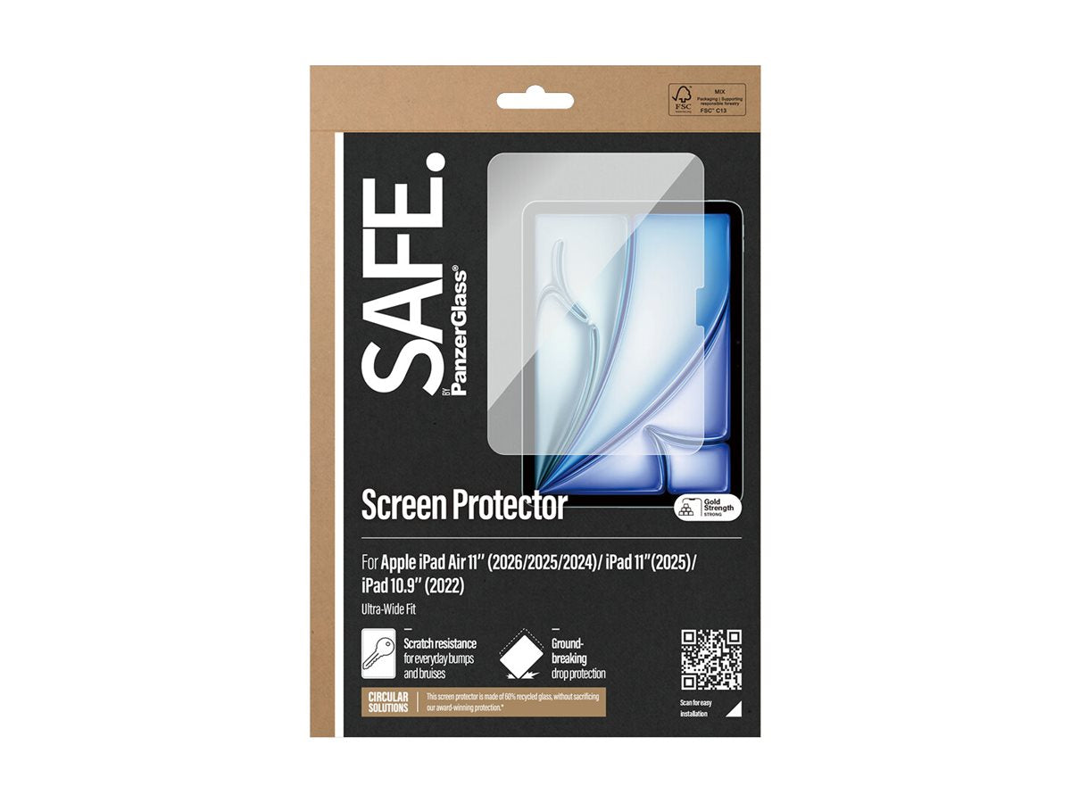 SAFE. by PanzerGlass� Screen Protector iPad Air 11'' (2024-2025) | iPad 10.9'' (2022) | iPad 11'' (2025) | Ultra-Wide Fit — Front