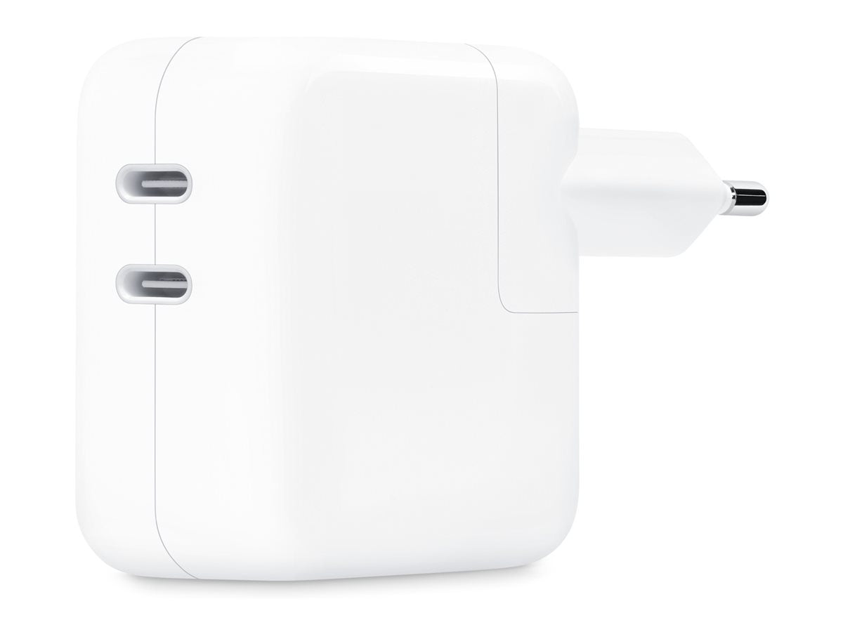 Apple - Netspanningsadapter - 35 Watt - 2 uitgangsaansluitingen (USB-C) — Right-angle
