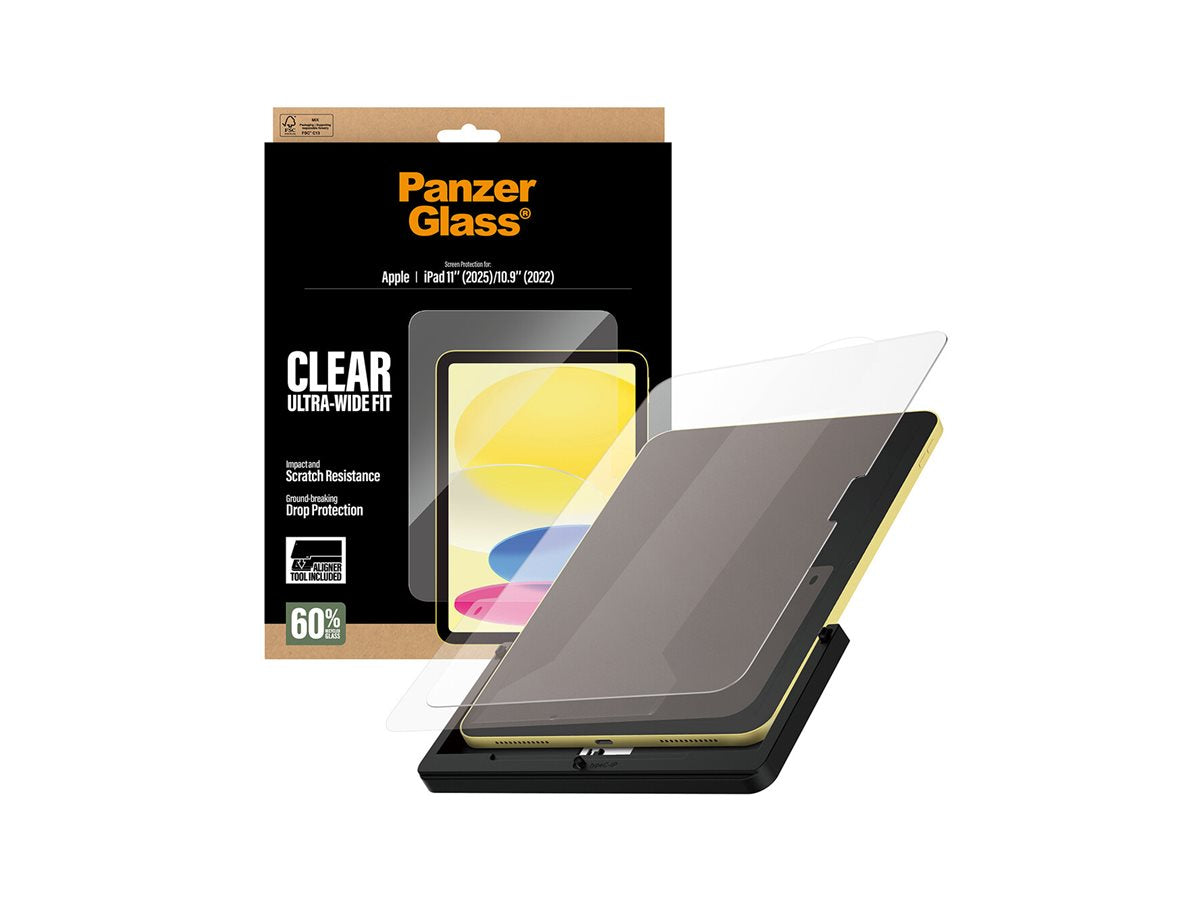 PanzerGlass� Screen Protector iPad 11" (2025) | 10.9" (2022) | Ultra-Wide Fit w. Fastfit tool — Right-angle