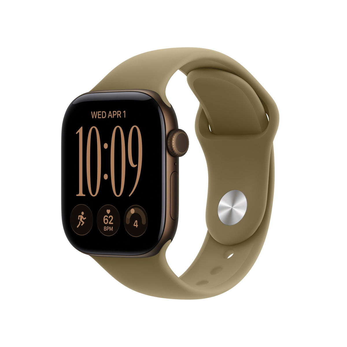 Apple Watch Series 12 GPS + Cellular 42mm Dark Bronze Aluminium Case with Olive Sport Band - M/L