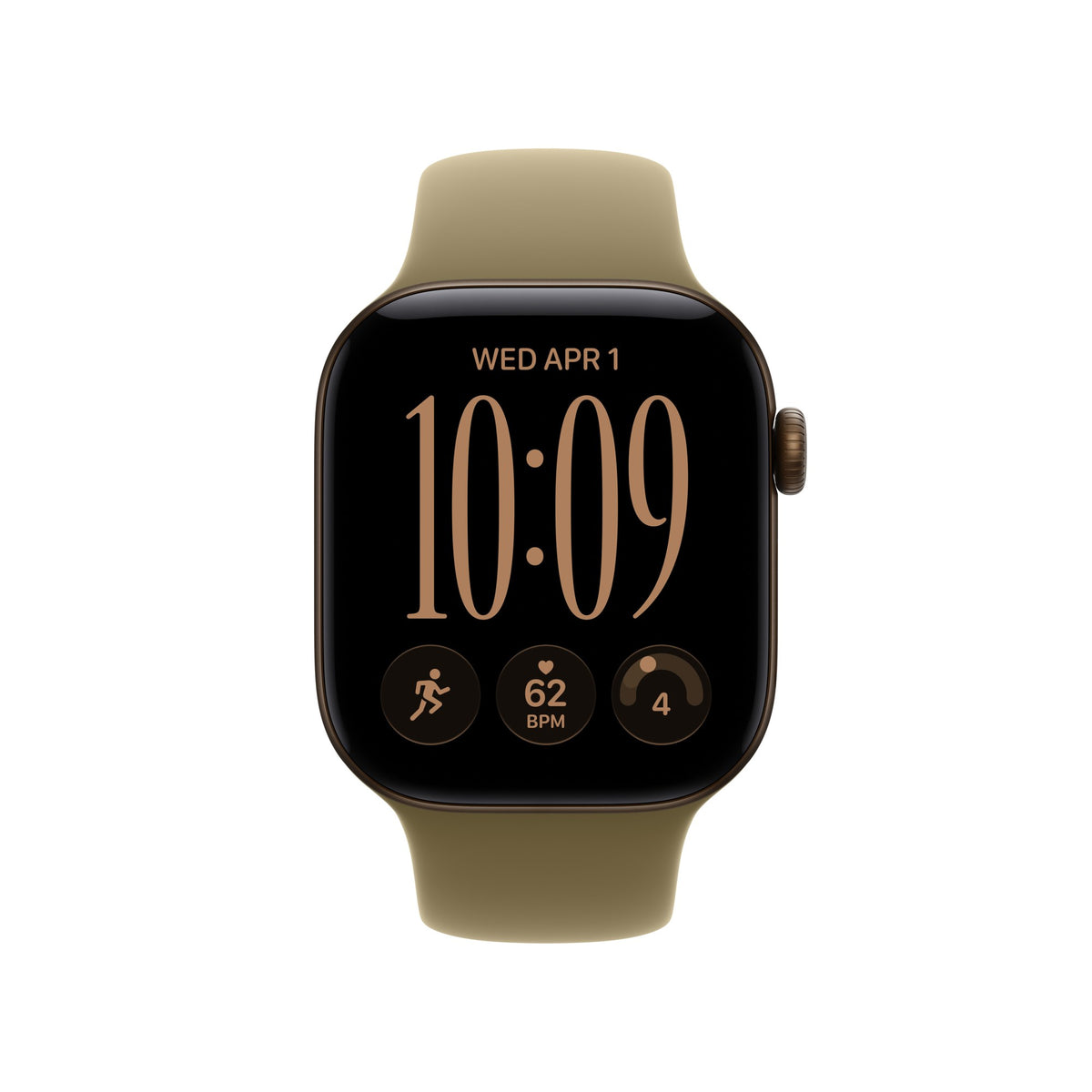 Apple Watch Series 12 GPS + Cellular 42mm Dark Bronze Aluminium Case with Olive Sport Band - M/L
