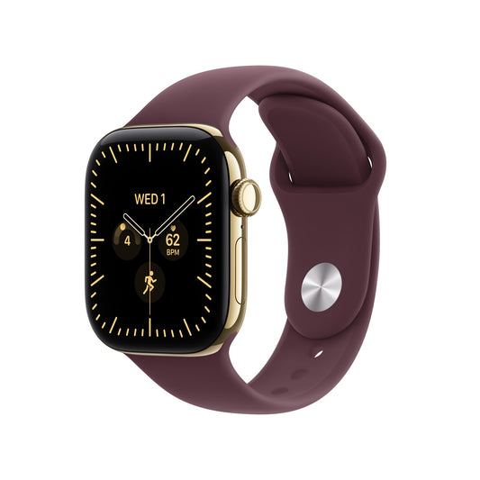 Apple Watch Series 12 GPS + Cellular 42mm Radiant Gold Titanium Case with Burgundy Sport Band - M/L