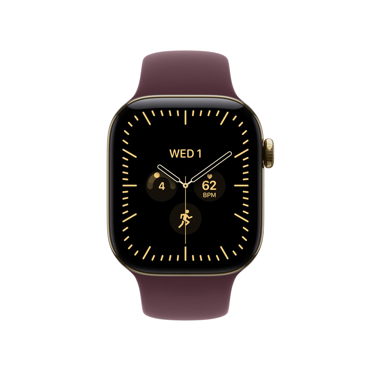 Apple Watch Series 12 GPS + Cellular 42mm Radiant Gold Titanium Case with Burgundy Sport Band - M/L