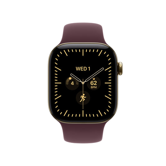Apple Watch Series 12 GPS + Cellular 42mm Radiant Gold Titanium Case with Burgundy Sport Band - M/L
