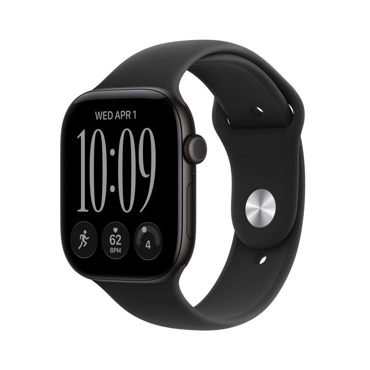 Apple Watch Series 12 GPS 46mm Black Aluminium Case with Black Sport Band - M/L