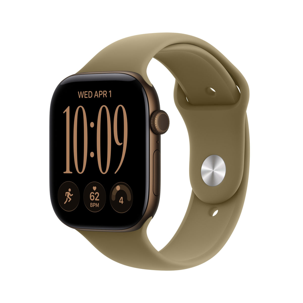 Apple Watch Series 12 GPS + Cellular 46mm Dark Bronze Aluminium Case with Olive Sport Band - M/L