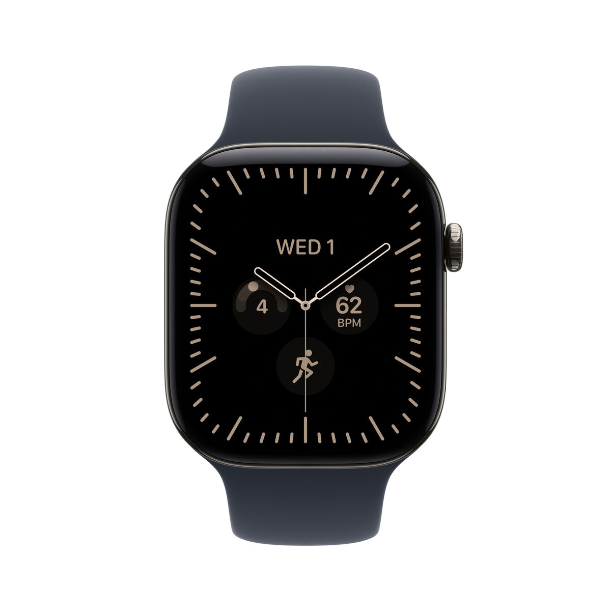 Apple Watch Series 12 GPS + Cellular 46mm Natural Titanium Case with Navy Blue Sport Band - M/L