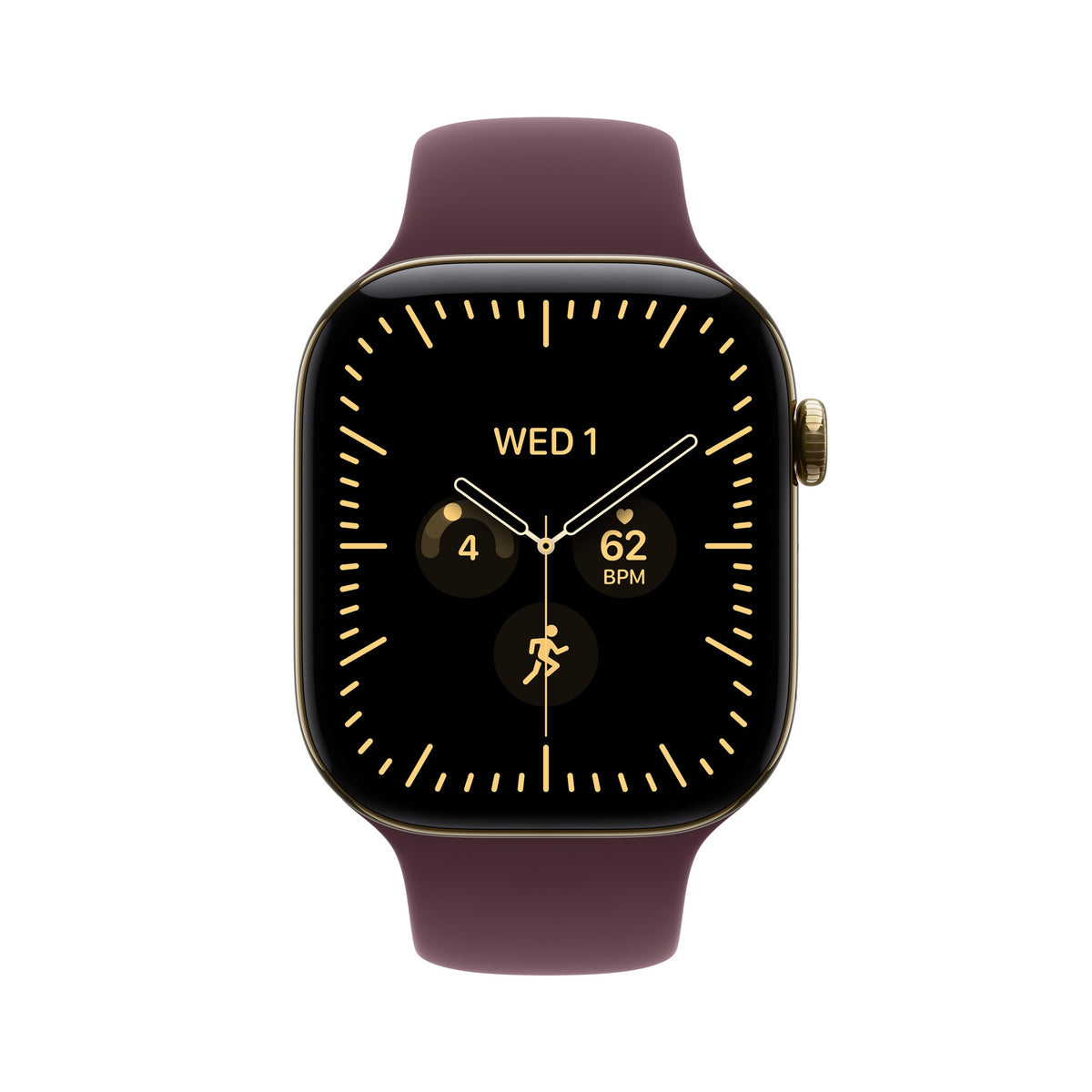 Apple Watch Series 12 GPS + Cellular 46mm Radiant Gold Titanium Case with Burgundy Sport Band - M/L